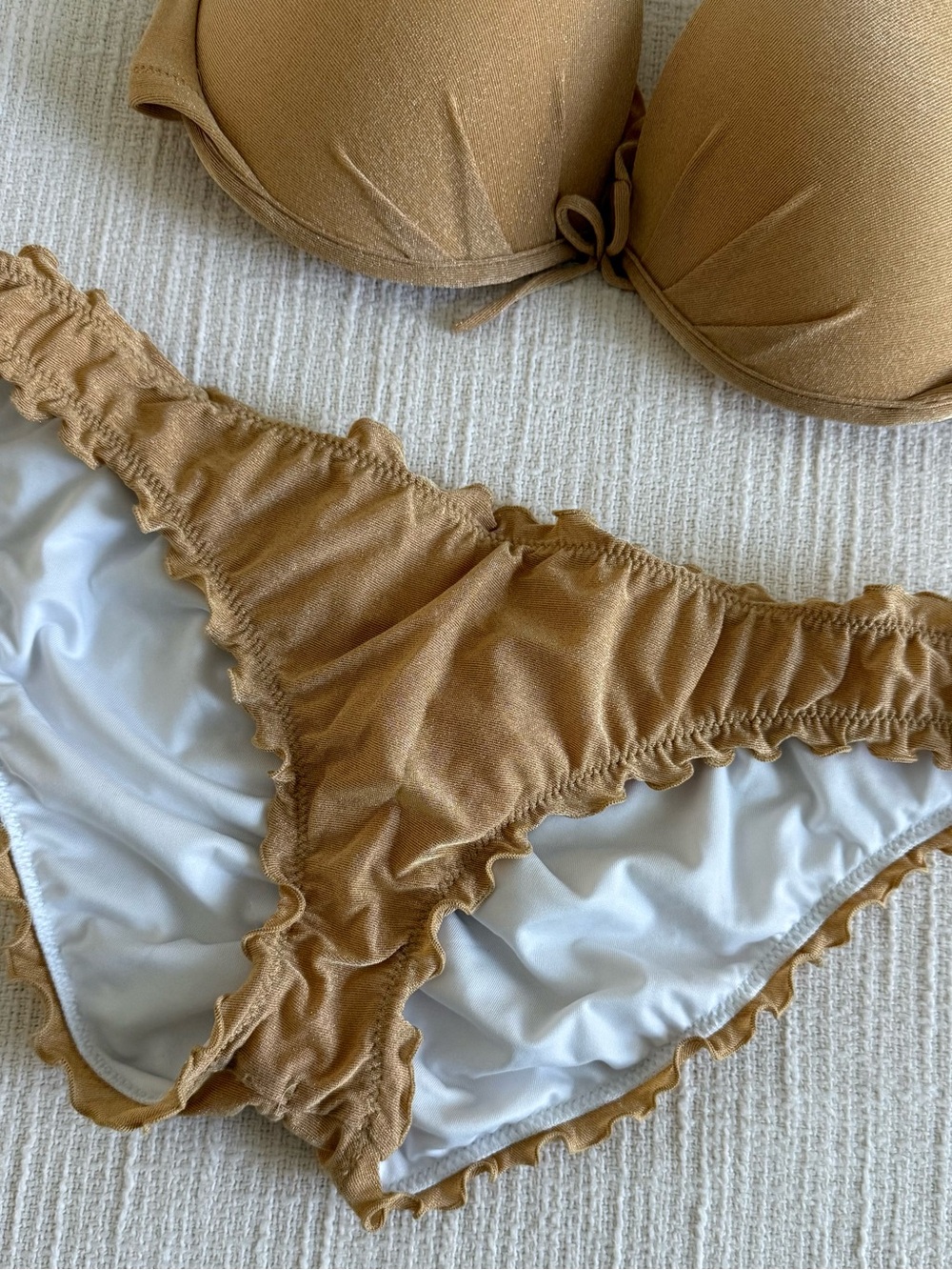 Victoria's Secret Yellow Golden Ruffle-Trim Bikini Bottoms - Picture 2 of 9
